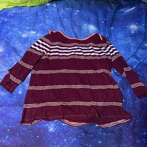Women’s Burgundy Striped dress shirt- size XL💥